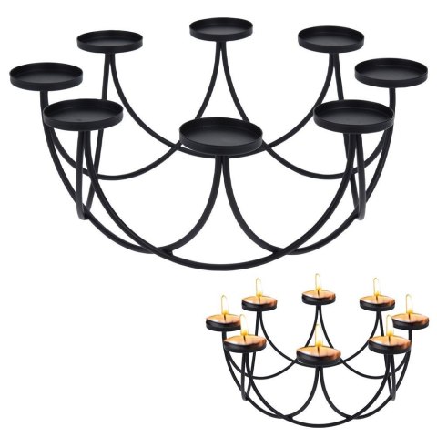 Świecznik na 8 tealight podstawka pod świeczkę metalowy czarny matowy loft 8 sztuk Świecznik na 8 tealight podstawka pod świeczkę metalowy czarny matowy loft 8 sztuk