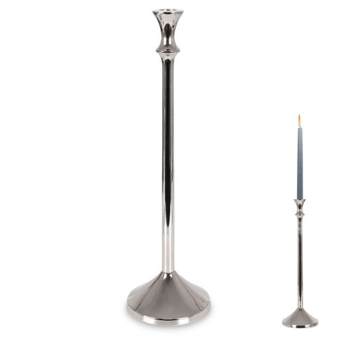 Świecznik na długą świeczkę aluminiowy srebrny 40 cm Świecznik na długą świeczkę aluminiowy srebrny 40 cm