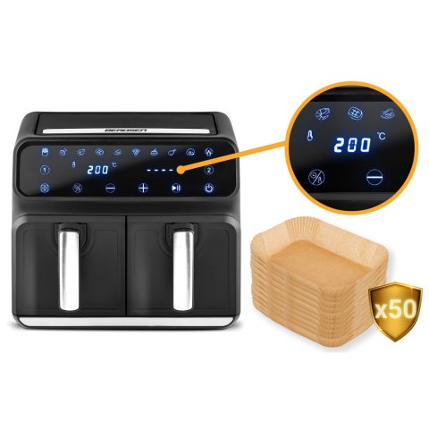 Frytkownica beztłuszczowa Air fryer BD-653 czarno-srebrna Berdsen