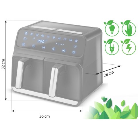 Frytkownica beztłuszczowa Air fryer BD-653 czarno-srebrna Berdsen