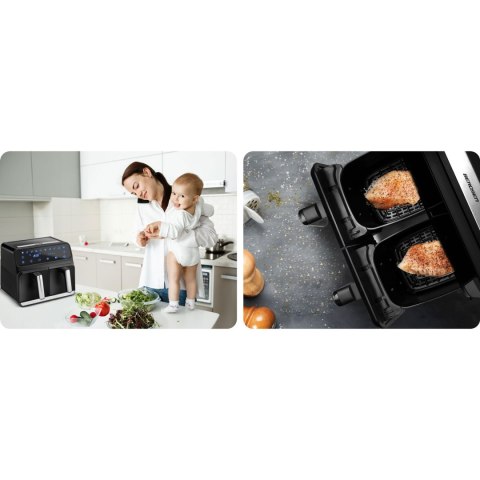 Frytkownica beztłuszczowa Air fryer BD-653 czarno-srebrna Berdsen
