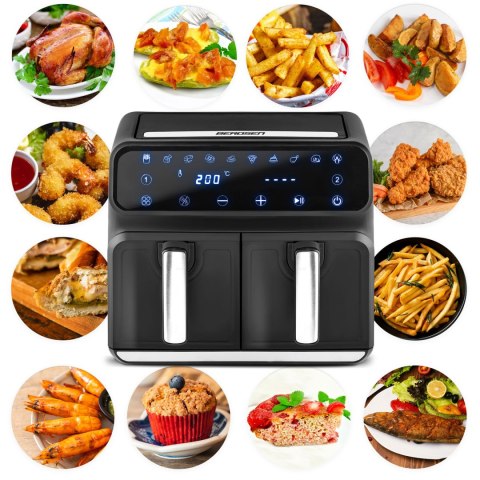 Frytkownica beztłuszczowa Air fryer BD-653 czarno-srebrna Berdsen