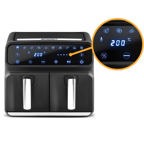 Frytkownica beztłuszczowa Air fryer BD-653 czarno-srebrna Berdsen
