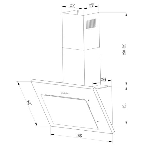 Okap kuchenny kominowy 60 cm Berdsen BT-215 czarny Berdsen
