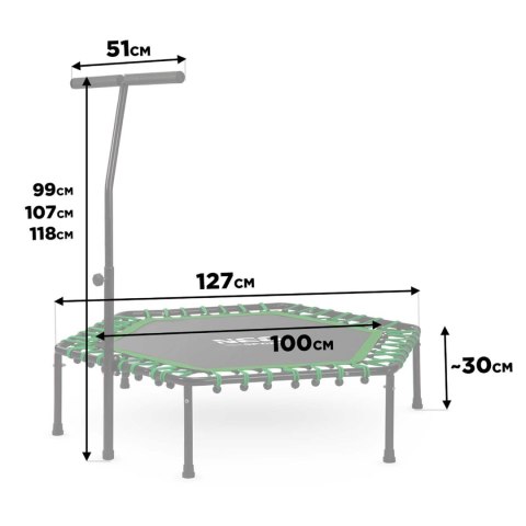 Trampolina fitness z uchwytem 127 cm Neo-Sport - sześciokątna zielona Neo-Sport