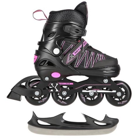 NH11912 A 2w1 BLACK/PINK ROZM. L(39-42) ŁYŻWOROLKI Z WYM. PŁ. HOKEJOWĄ NILS EXTREME NILS EXTREME