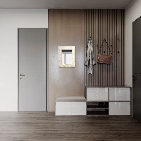 Lustro ścienne w drewnianej ramie prostokątne do salonu beżowe 40x50 cm Lustro ścienne w drewnianej ramie prostokątne do salonu beżowe 40x50 cm