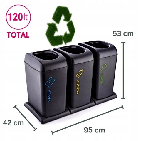 ZESTAW KOSZY DO SEGREGACJI 3X40 LT Katex ZESTAW KOSZY DO SEGREGACJI 3X40 LT Katex