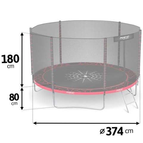 Trampolina ogrodowa 12ft/374cm z siatką zewnętrzną i drabinką Neo-Sport Neo-Sport