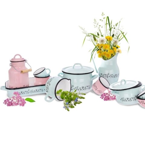 Miska misa emaliowana z uchwytami retro kwiaty 26 cm 2,5 l Miska misa emaliowana z uchwytami retro kwiaty 26 cm 2,5 l