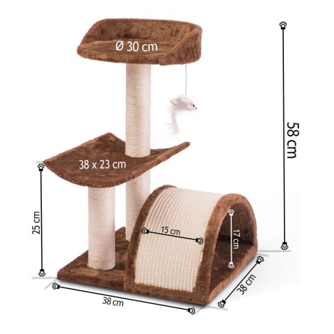 Drapak, domek dla kota 58 cm DR-254 brązowy Pethaus Pethaus Drapak, domek dla kota 58 cm DR-254 brązowy Pethaus Pethaus