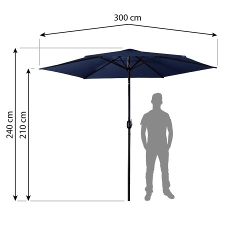 Parasol ogrodowy składany 6 segmentowy 300 cm z pokrowcem Plonos PL-884 Plonos