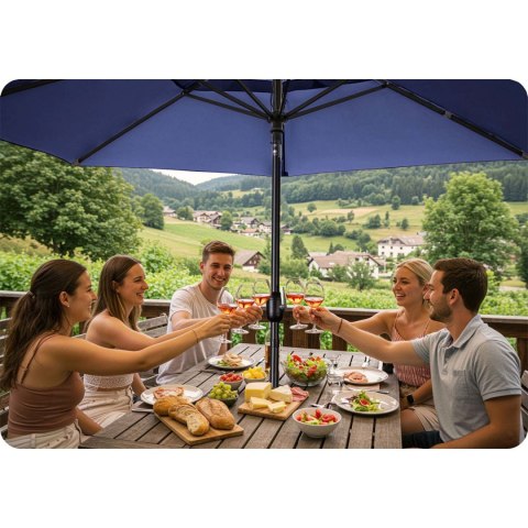 Parasol ogrodowy składany 6 segmentowy 300 cm z pokrowcem Plonos PL-884 Plonos