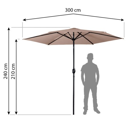Parasol ogrodowy składany 6 segmentowy 300 cm z pokrowcem Plonos PL-884 Plonos