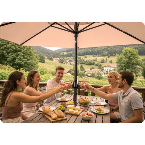 Parasol ogrodowy składany 6 segmentowy 300 cm z pokrowcem Plonos PL-884 Plonos