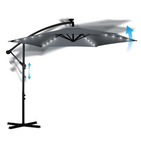 Parasol ogrodowy składany 6 segmentowy 350 cm z pokrowcem i lampkami Plonos PL-882 Plonos
