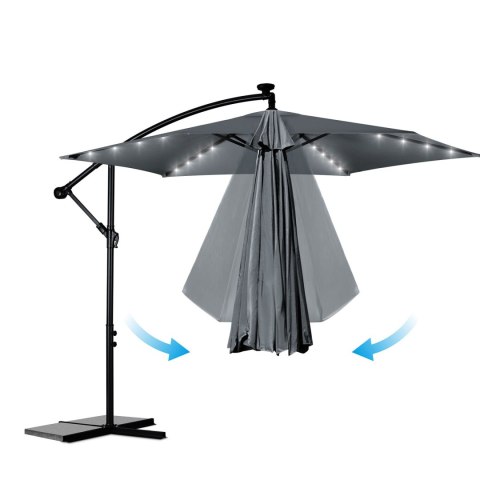 Parasol ogrodowy składany 6 segmentowy 350 cm z pokrowcem i lampkami Plonos PL-882 Plonos