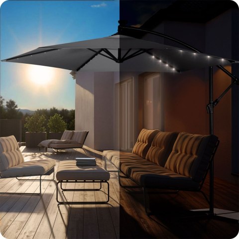 Parasol ogrodowy składany 6 segmentowy 350 cm z pokrowcem i lampkami Plonos PL-882 Plonos