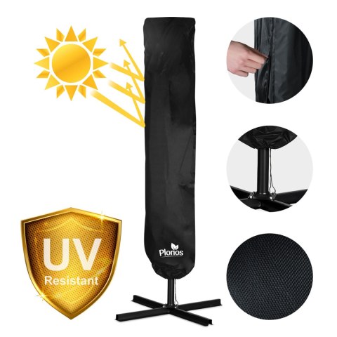 Parasol ogrodowy składany 6 segmentowy 350 cm z pokrowcem i lampkami Plonos PL-882 Plonos