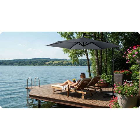 Parasol ogrodowy składany 6 segmentowy 350 cm z pokrowcem i lampkami Plonos PL-882 Plonos