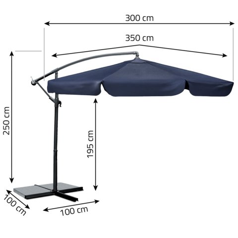 Parasol ogrodowy składany 8 segmentowy 350 cm z pokrowcem Plonos PL-881 Plonos
