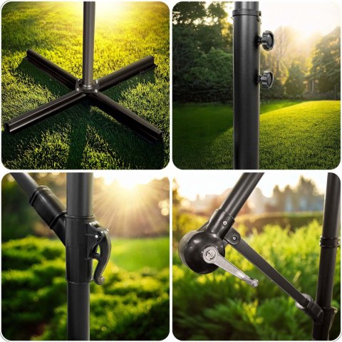 Parasol ogrodowy składany 8 segmentowy 350 cm z pokrowcem Plonos PL-881 Plonos