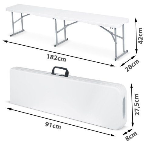 Ławka ogrodowa składana 180 cm Plonos biała Plonos