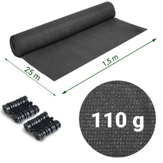 Siatka cieniująca 1,5x25m 110g/m2 + 50 zacisków szara Plonos
