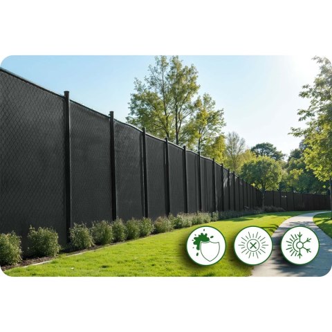 Siatka cieniująca 1,5x25m 110g/m2 + 50 zacisków szara Plonos