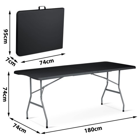 Stół ogrodowy składany 180 cm Plonos czarny Plonos