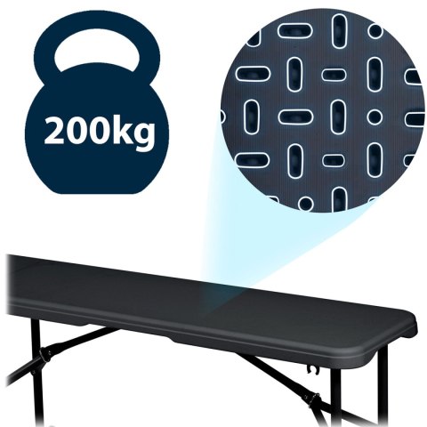 Zestaw ogrodowy składany ławka + 2 ławki 180 cm Plonos czarny Plonos