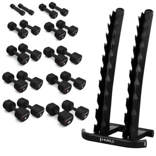 ZESTAW HANTLI POLIURETANOWYCH HPT 2 x 1 - 10 KG (110 KG) + STOJAK STR37 HMS HMS