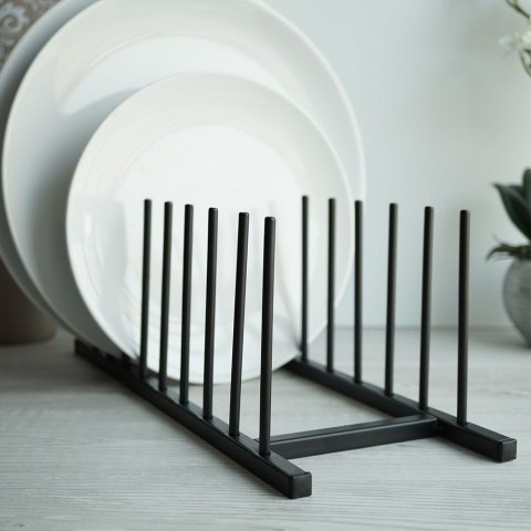 Organizer stojak na talerze pokrywki metalowy czarny loft 34,5x12,5 cm Organizer stojak na talerze pokrywki metalowy czarny loft 34,5x12,5 cm