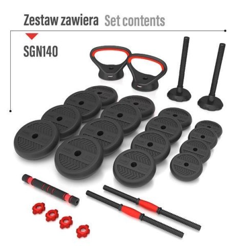 SGN140 (2 CZĘŚCI) PRO SET 6W1 ZESTAW CIĘŻARÓW 40KG HMS HMS