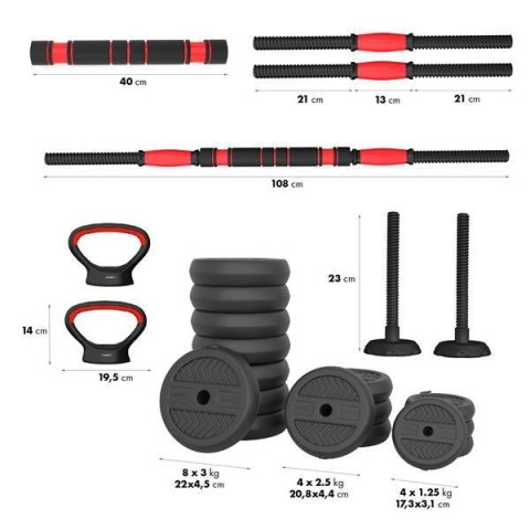 SGN140 (2 CZĘŚCI) PRO SET 6W1 ZESTAW CIĘŻARÓW 40KG HMS HMS