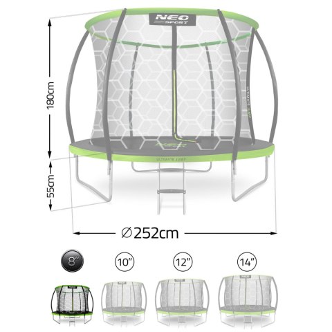Trampolina ogrodowa profilowana 8ft/252cm z siatką wewnętrzną Neo-Sport Neo-Sport