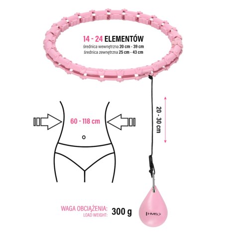 ZESTAW HULA HOP HHW02 LIGHT PINK Z WYPUSTKAMI I OBCIĄŻNIKIEM HMS + PAS BR163 RED
