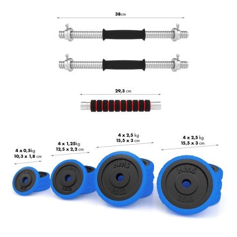 SGG30 BAR SZTANGIELKI REGULOWANE GUMOWANE 30KG HMS