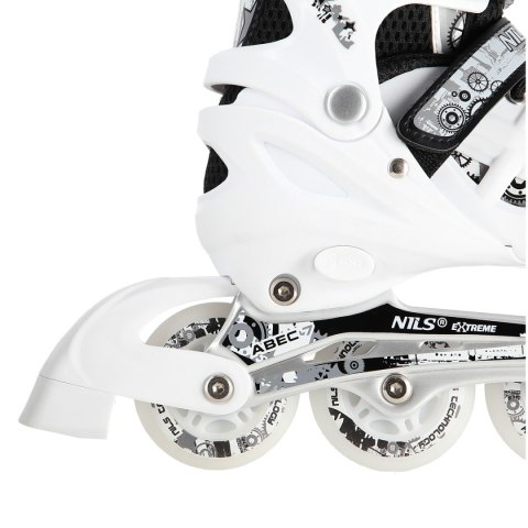 NH10905 4w1 BIAŁE LED ROZM. M(35-38) ŁYŻWOROLKI Z WYM. PŁOZĄ HOKEJOWĄ NILS EXTREME