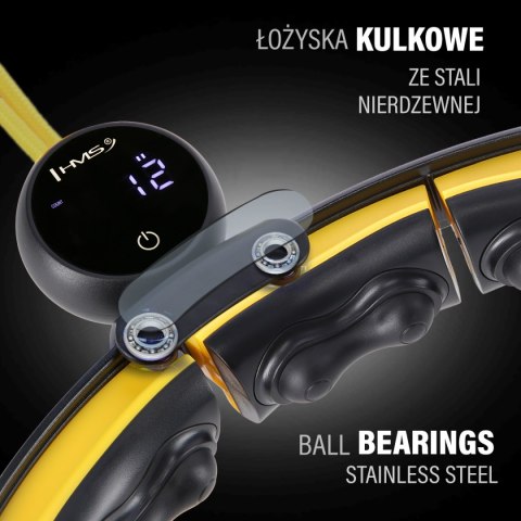 ZESTAW HULA HOP MAGNETYCZNY BLACK/YELLOW HHM21 Z LICZNIKIEM HMS + PAS WYSZCZUPLAJĄCY BR1313