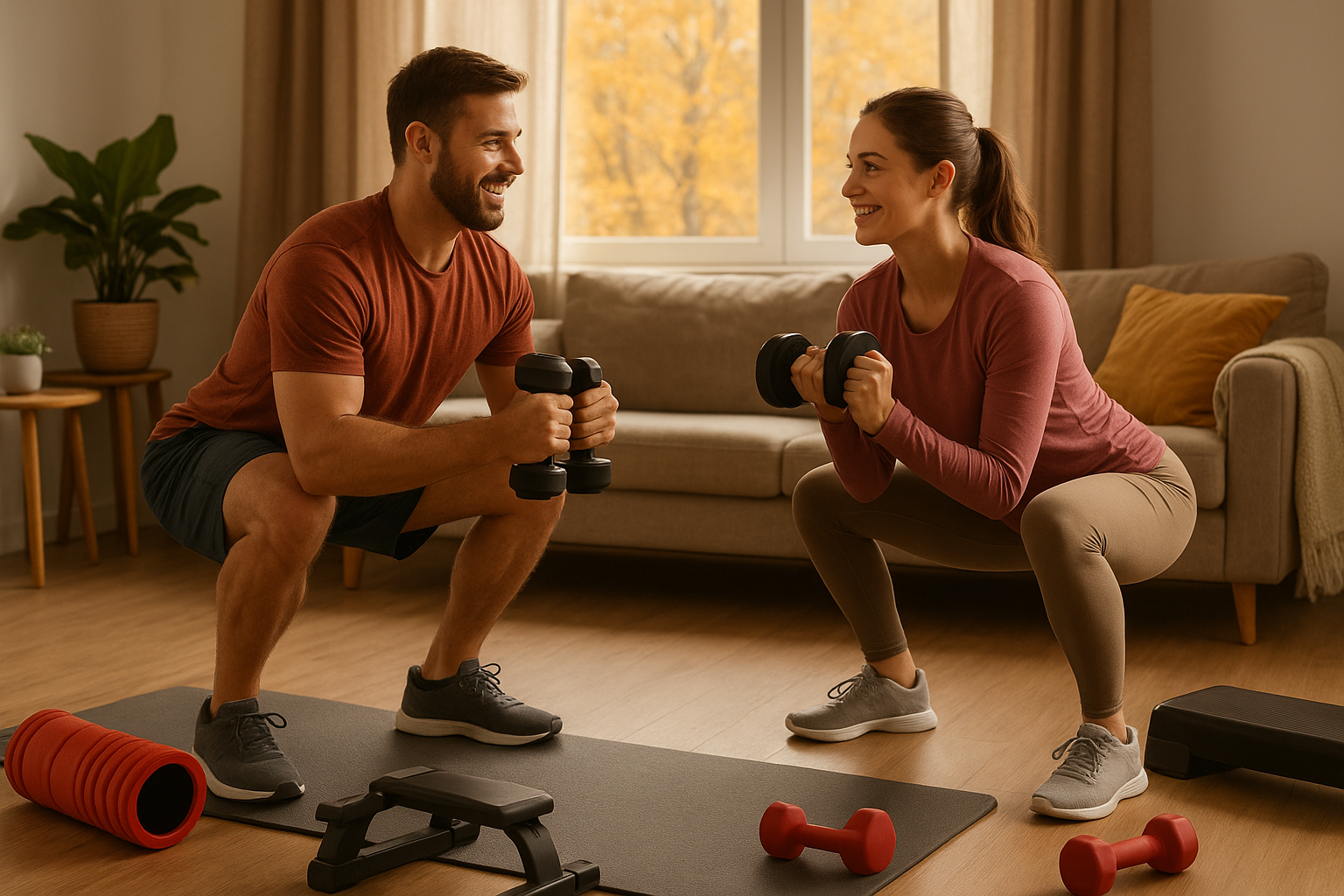 Domowy workout dla par lub rodziny – jak trenować wspólnie jesienią